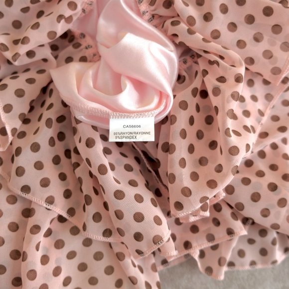 Katie Baby Pink w/ Chocolate Brown Polkadot Dress - Picture 7 of 7